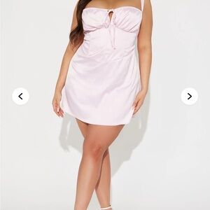 Pink Satin Mini Dress - Pink